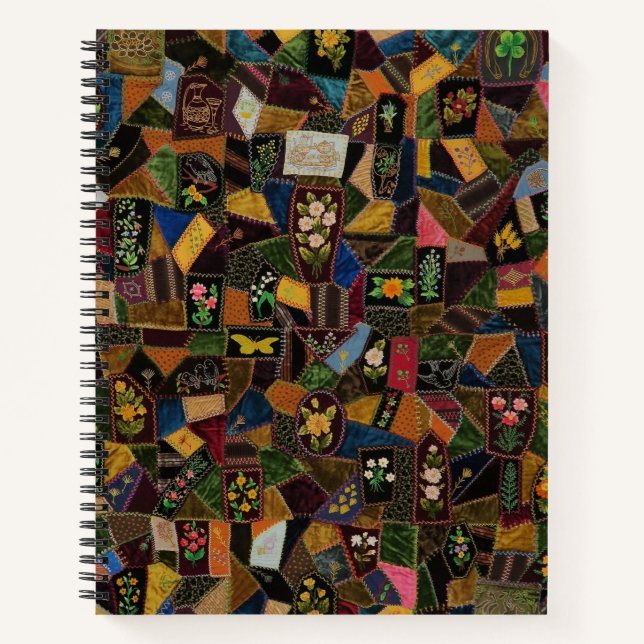 Vintage Crazy Quilt Notebook (Front)