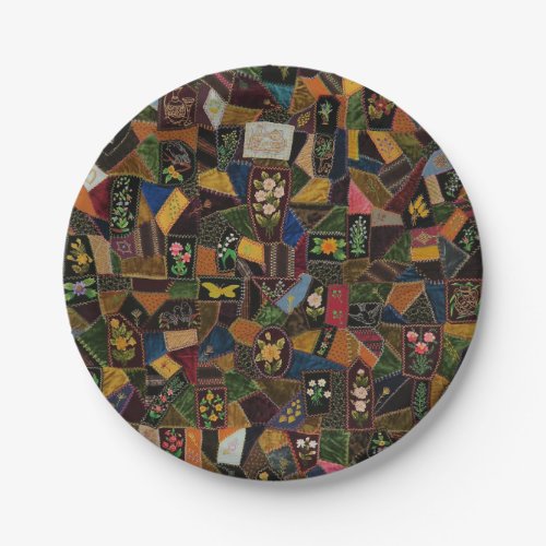 Vintage Crazy Quilt Paper Plates