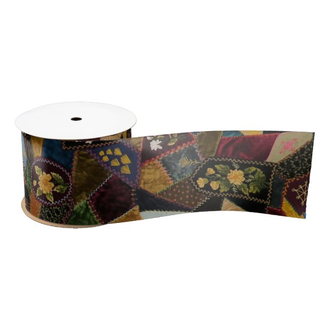 Vintage Crazy Quilt Satin Ribbon (Spool)