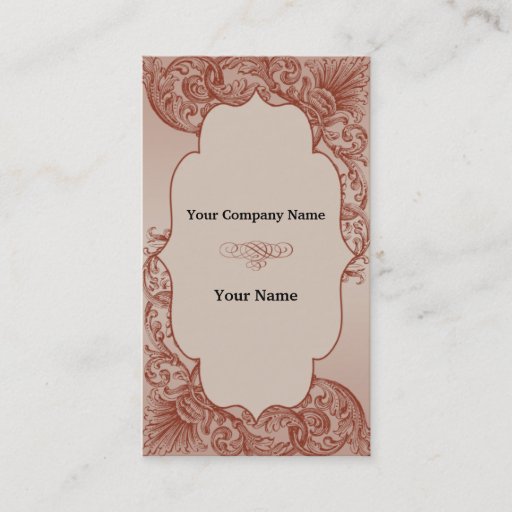 Customizable Vintage Cream and Cinnamon Filigree Scroll Business Card