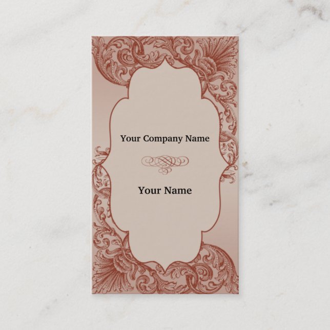 Vintage Cream and Cinnamon Filigree Scroll Business Card (Front)
