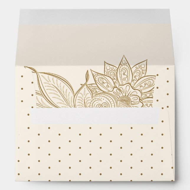 Vintage Cream and Gold Mehndi Henna Envelope (Back (Bottom))