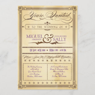 Vintage Cream & Brown Poster Wedding Invitation