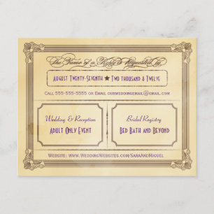 Vintage Cream & Brown Poster Wedding RSVP