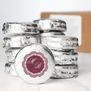 Vintage Cream Chantilly Lace Burgundy Monogram Dipped Oreo Cookie Favors