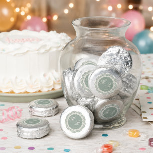 Vintage Cream Chantilly Lace Sage Green Monogram Dipped Oreo Cookie Favors