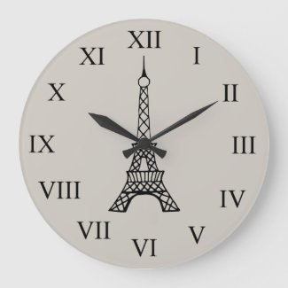 Vintage Cream Eiffel Tower Paris Wall Clock