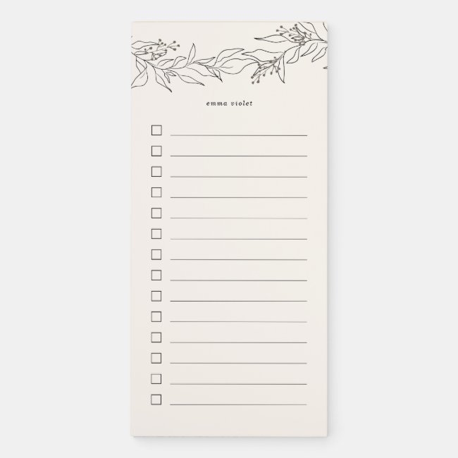 Vintage Cream Eucalyptus Wreath To Do List  Magnet Magnetic Notepad