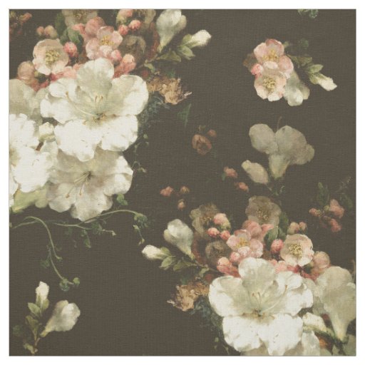 Vintage Cream Floral Pattern Fabric Zazzle Com