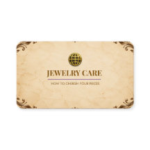 Vintage Cream Parchment Bronze Jewelry Care Card