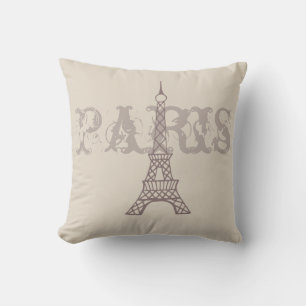 Vintage Cream Paris Eiffel Tower Pillow