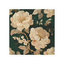 Vintage Cream Peony Wood Wall Art – Elegant Floral