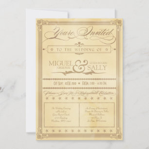 Vintage Cream Poster Style Wedding Invitation