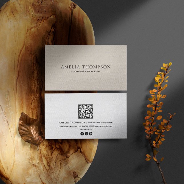 Vintage Cream Professional QR Code Business Card (Creator Uploaded)