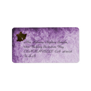 Vintage Cream Ribbon on Purple Wedding Label