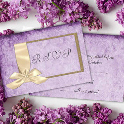 Vintage Cream Ribbon on Purple Wedding