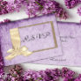 Vintage Cream Ribbon on Purple Wedding RSVP Card