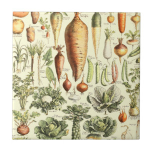 Vintage Cream Vegetables Pattern Ceramic Tile