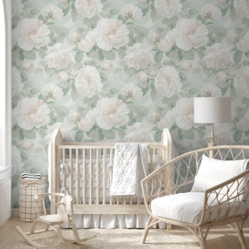 Vintage creamy roses  petals light romantic style wallpaper 