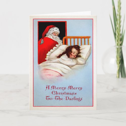 Vintage Creeper Santa Holiday Card