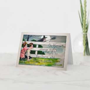 Vintage Creeping Halloween Witch Card