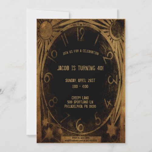 Vintage Creepy Clock Customizable Party Invitation