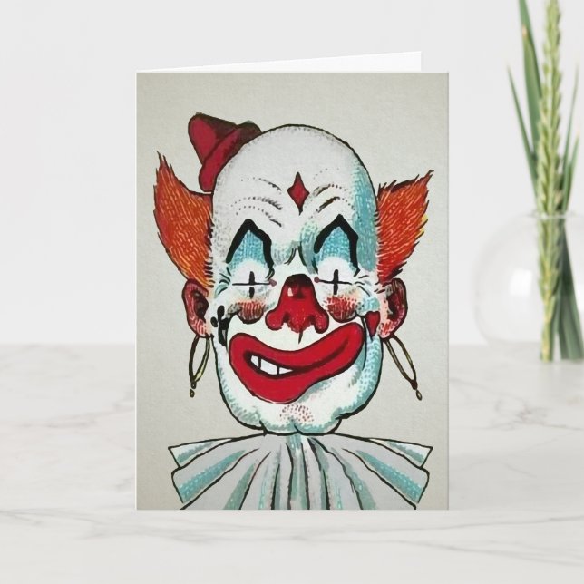 Vintage Creepy Clown Birthday Card (Front)