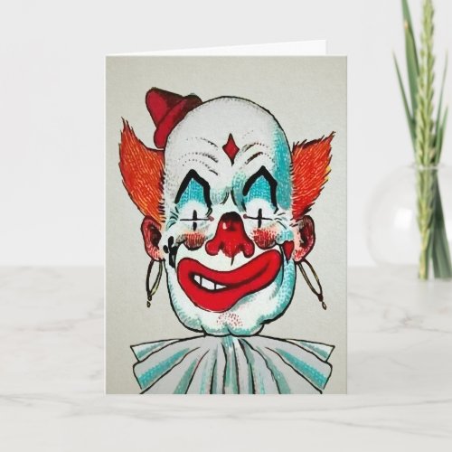 Vintage Creepy Clown Birthday Card