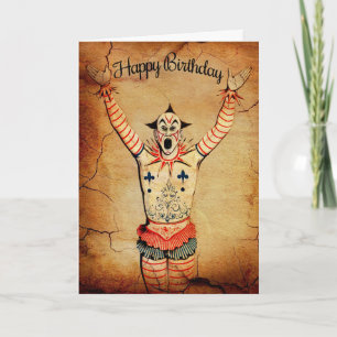 Vintage Creepy Clown Birthday Card