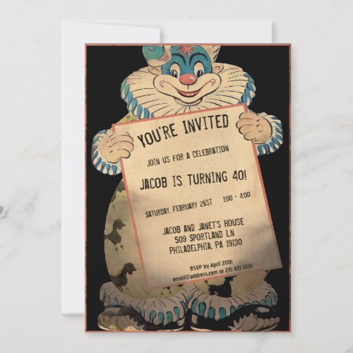 Vintage Creepy Clown Customizable Party Invitation