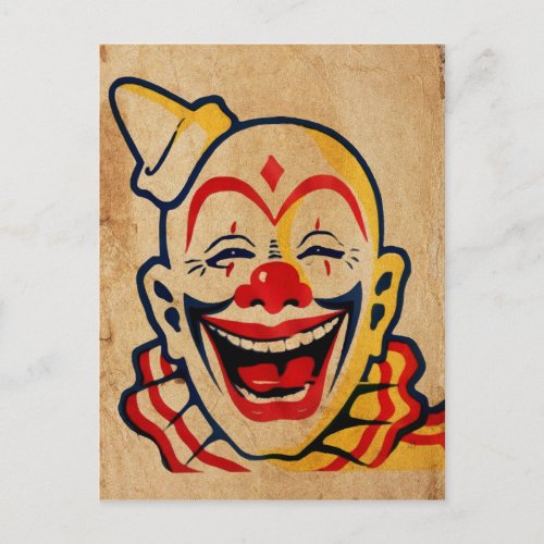 Vintage Creepy Clown Face Postcard