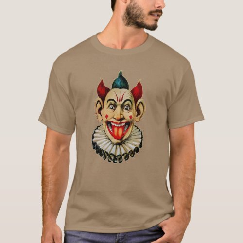 Vintage Creepy Clown Face T_Shirt
