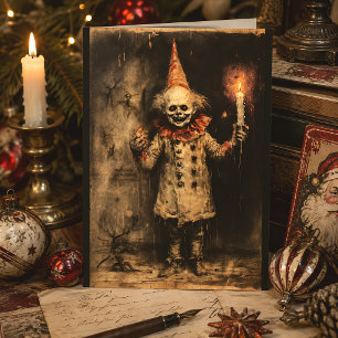 Vintage Creepy Clown Gothic Creepmas Christmas Holiday Card