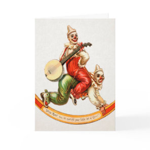 Vintage Creepy Clown Holiday Card
