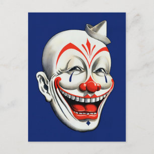 Vintage Creepy Clown Postcard