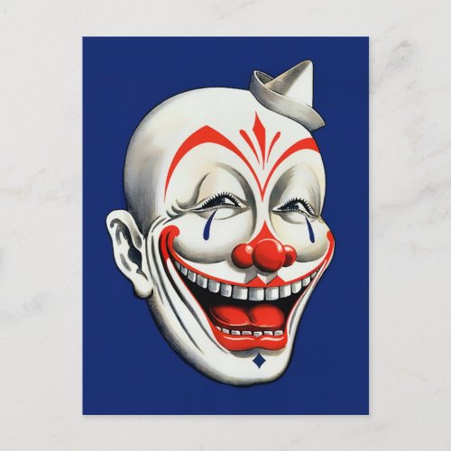 Vintage Creepy Clown Postcard