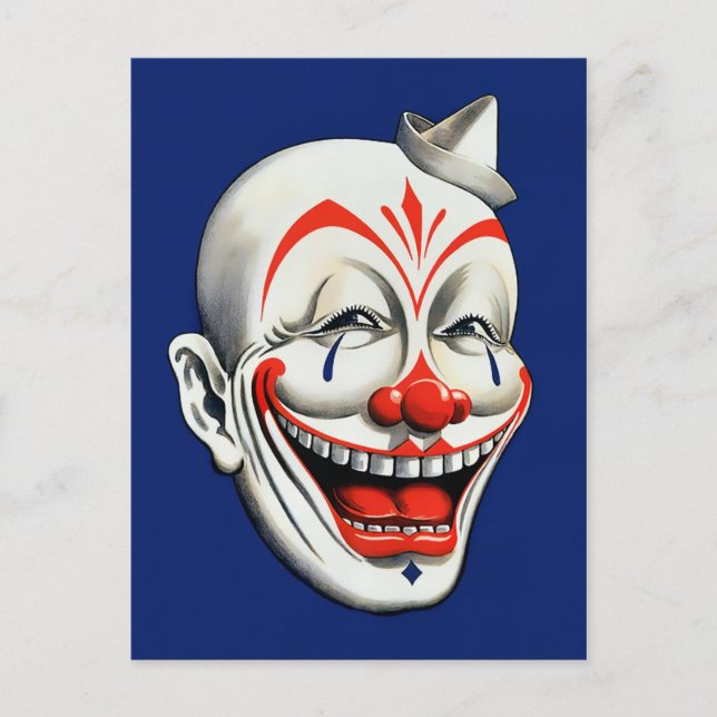 Vintage Creepy Clown Postcard (Front)