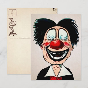 Vintage Creepy Clown Postcard