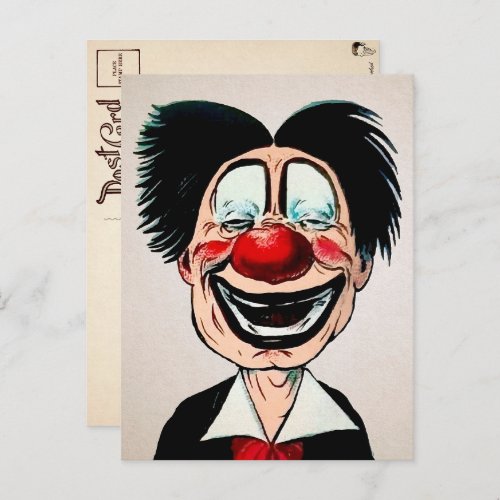 Vintage Creepy Clown Postcard