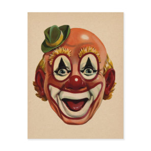 Vintage Creepy Clown Postcard