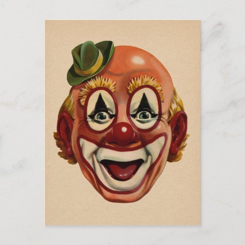 Vintage Creepy Clown Postcard