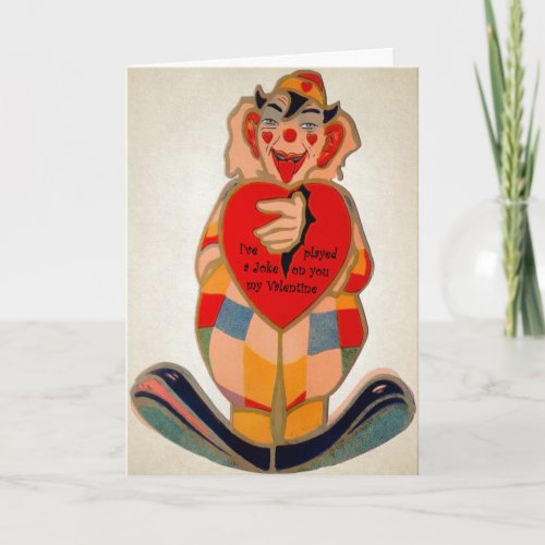 Vintage Creepy Clown Valentines Day Card