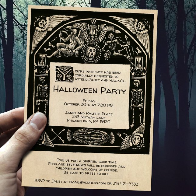 Vintage Creepy Customizable Funeral Style Invitation (Creator Uploaded)