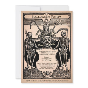 Vintage Creepy Customizable Skeleton Invitation