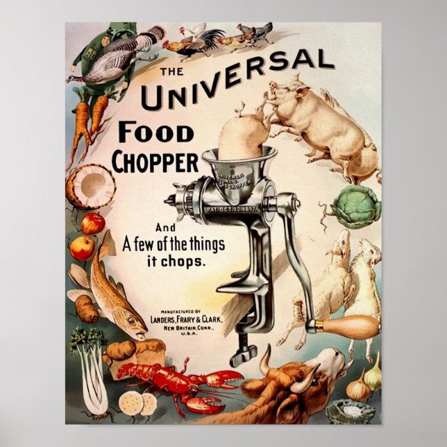Vintage Creepy Food Chopper Advertisement Poster (Front)