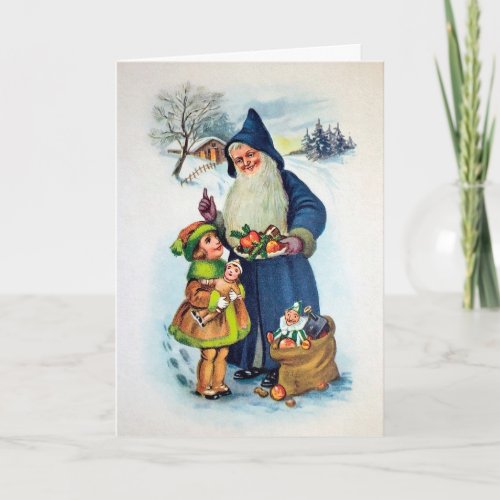 Vintage Creepy German Santa Christmas Card