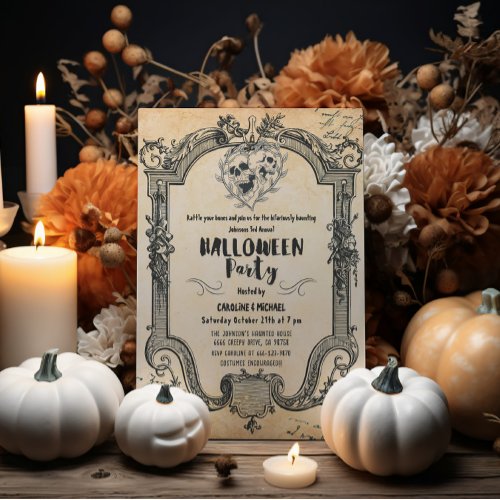 Vintage Creepy Halloween Gothic Costume Party  Invitation