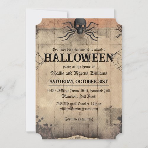 Vintage Creepy Halloween Party Invitation