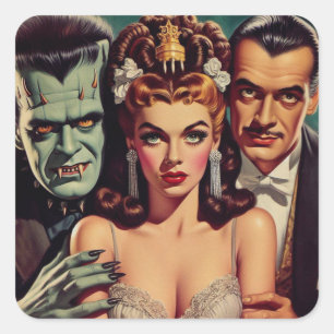 Vintage Creepy Horror Art Square Sticker