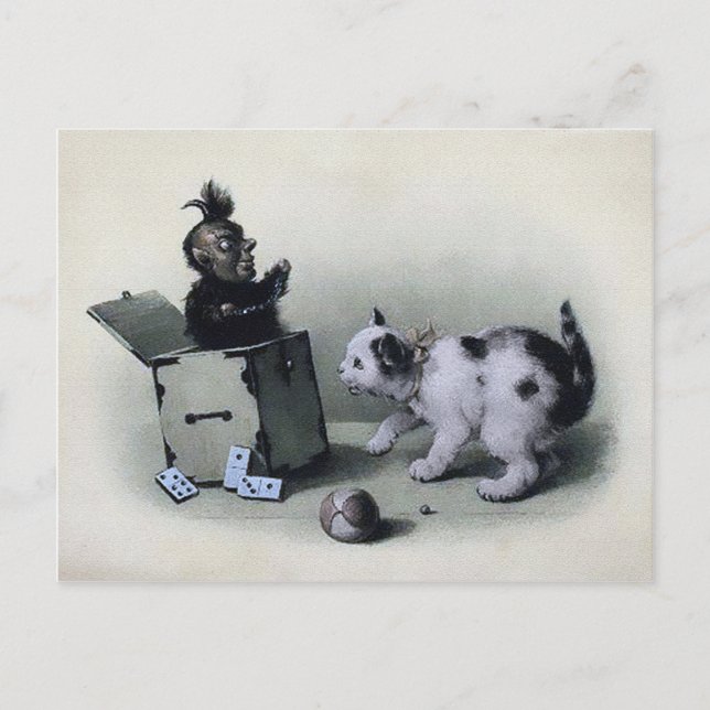 Vintage Creepy Jack in the Box Postcard (Front)